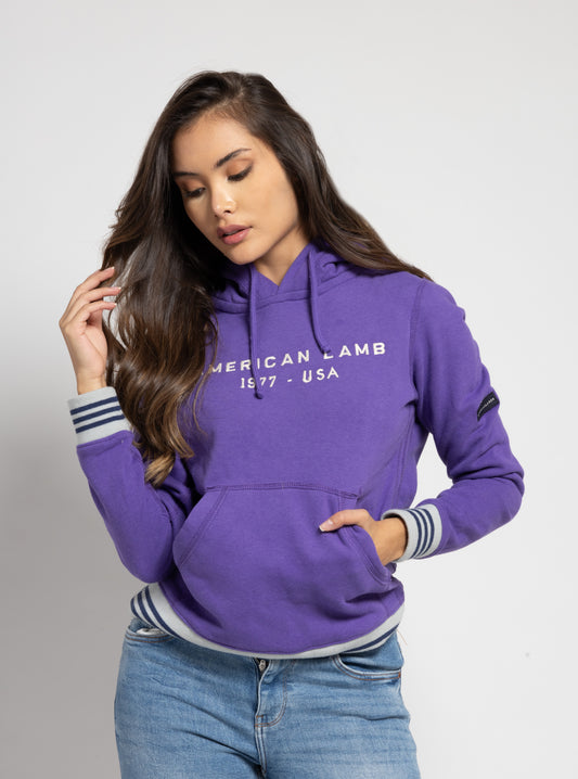 Sudadera Morada de Mujer con Capucha – American Lambster
